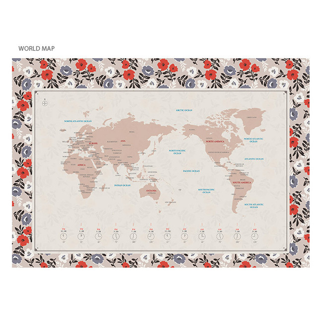 World map - 2018 Pour vous humming large desk calendar 