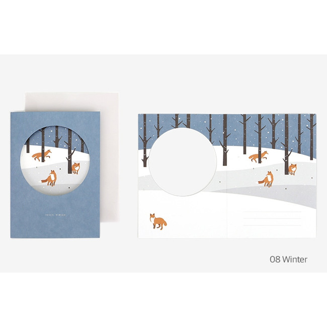 Winter - Christmas illustration folding message card