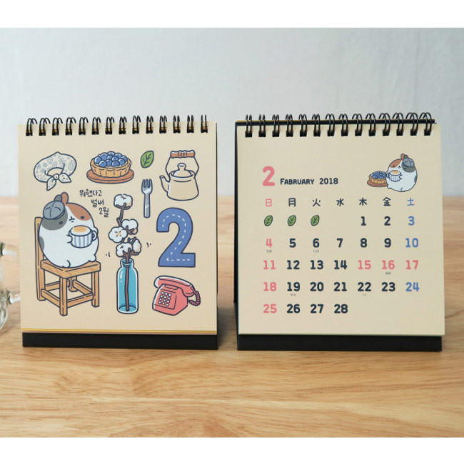 2018 Molang illustration spiral bound small desk calendar