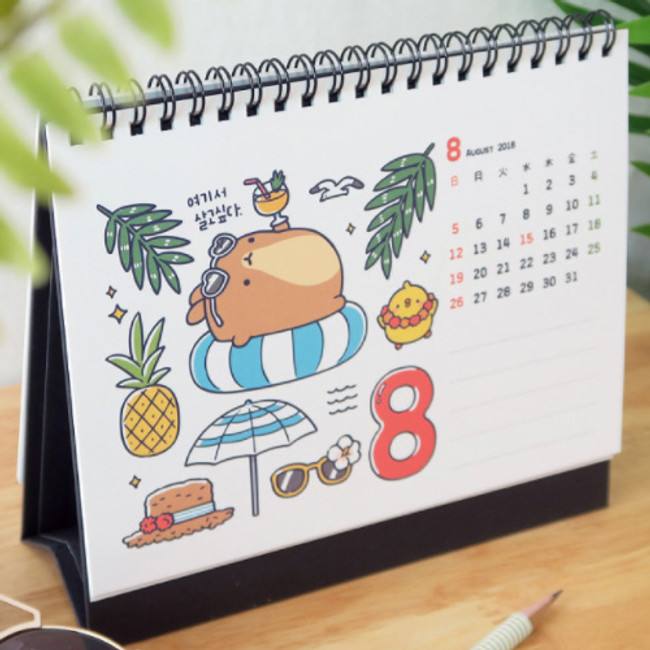 2018 Molang illustration spiral bound medium desk calendar