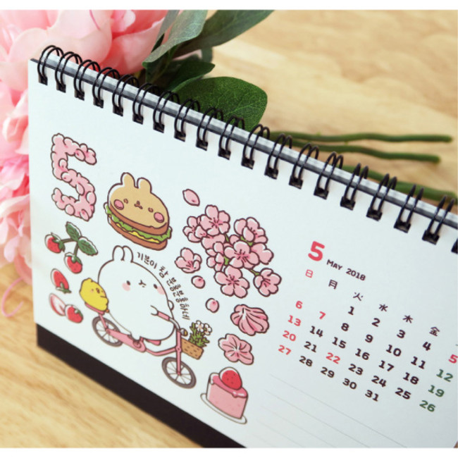 2018 Molang illustration spiral bound medium desk calendar