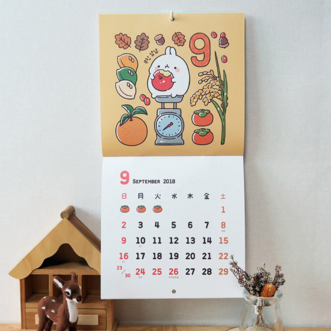 2018 Molang illustration wall calendar