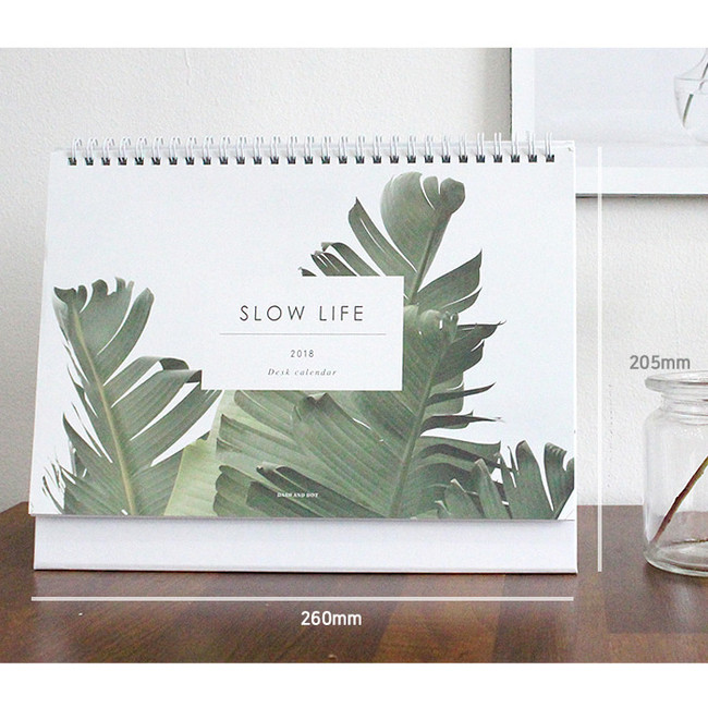 Size - 2018 Slow life spiral bound desk calendar 