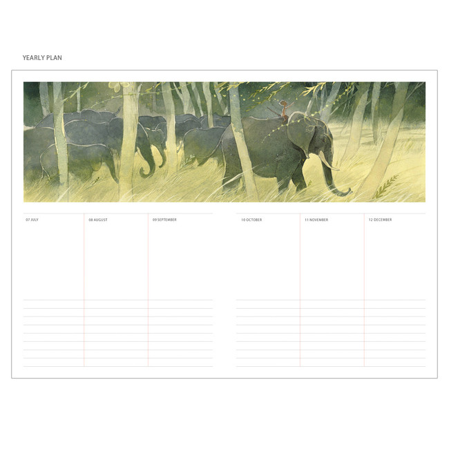 Yearly plan - The Jungle book illustration undated monthly diary 