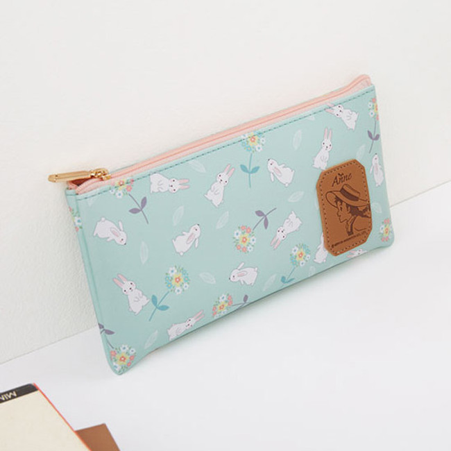 Rabbit - Anne of green gables illustration flat zipper pouch 