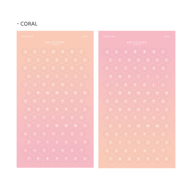 Coral - Gradation alphabet deco paper sticker