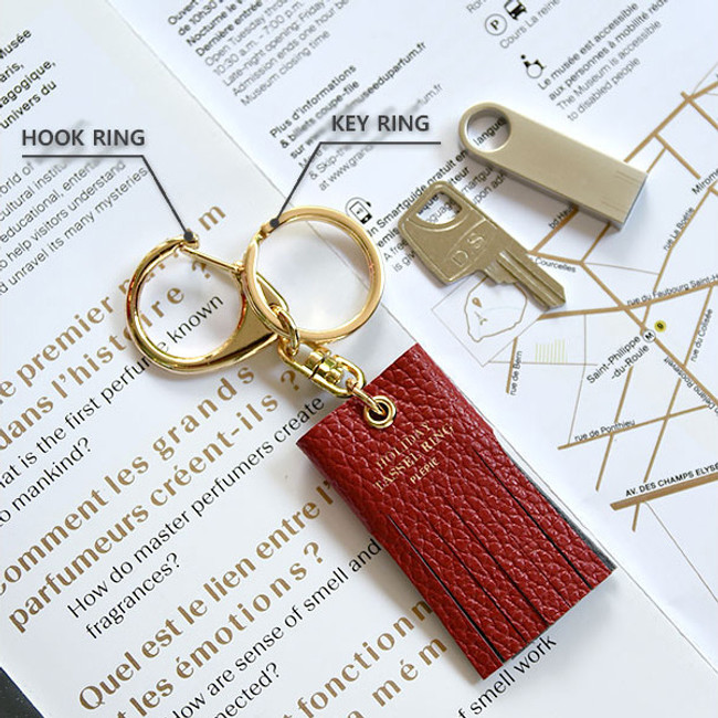 Ring - Holiday cowhide leather tassel key ring