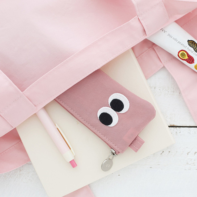 Pink - Som Som stitch small zipper pencil case