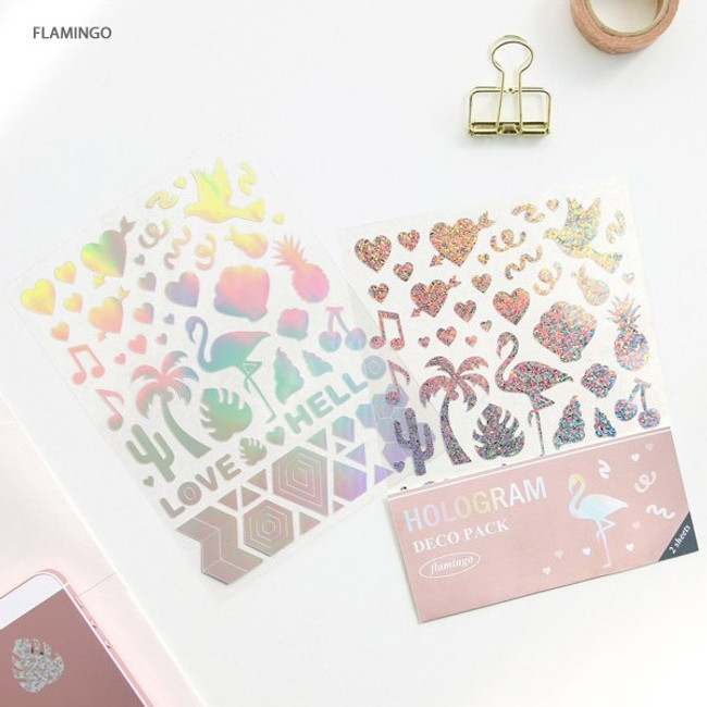 Flamingo - ICONIC Hologram deco PVC sticker set