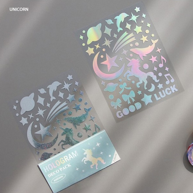 Unicorn - ICONIC Hologram deco PVC sticker set