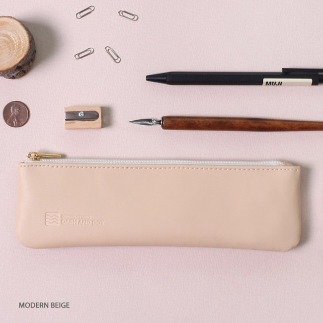 Modern beige - Dash and Dot Slim and modern zipper pencil case