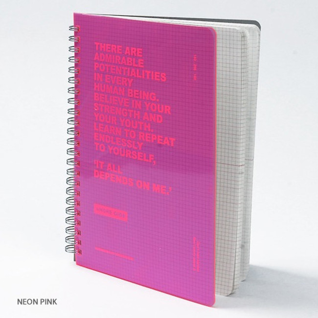 Neon pink - Wanna This Clear spiral grid notebook