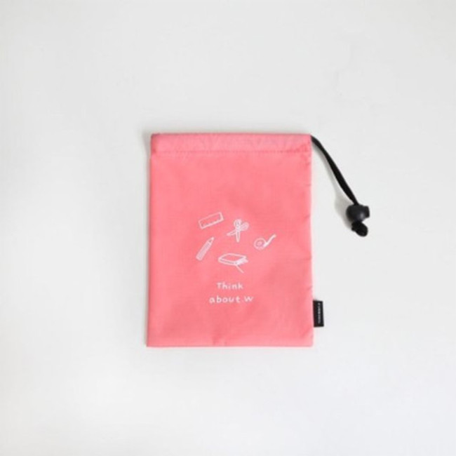 Pink - Think about W small drawstring pouch