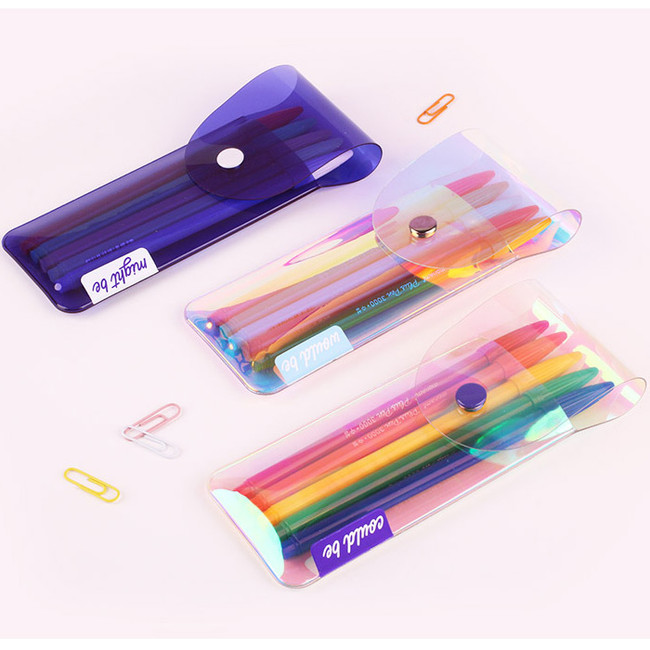 Hologram pocket jelly pencil case