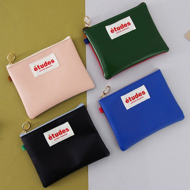 Etudes two tone color small zipper pouch