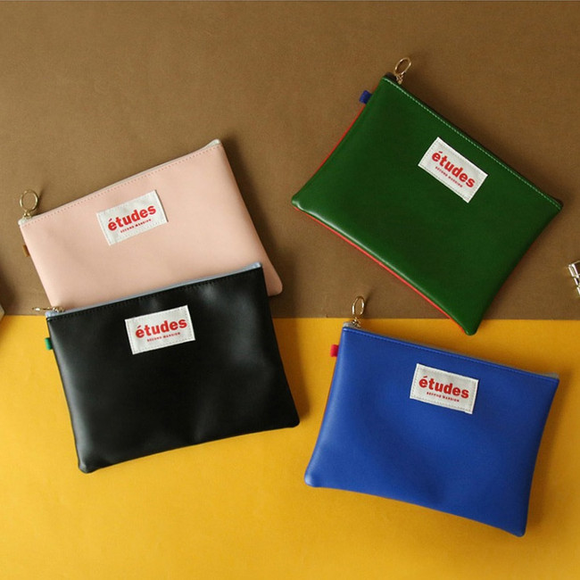 Etudes two tone color medium zipper pouch