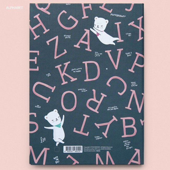 Alphabet - Cute illustration hardcover medium lined and plain notebook