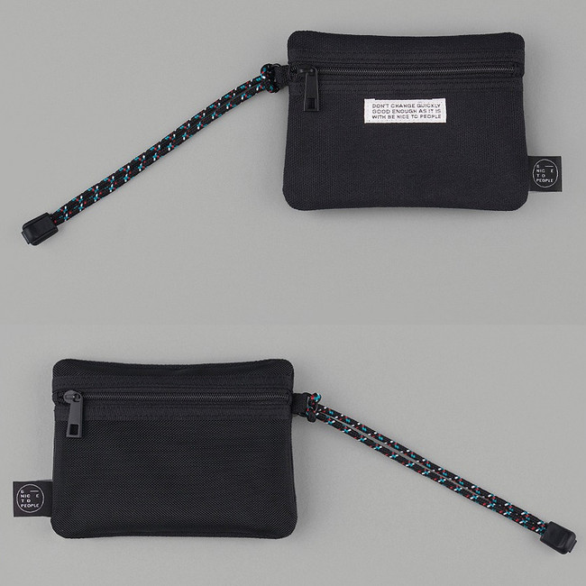 Double pocket small zipper pouch with strap