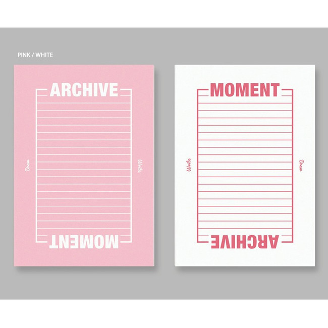 Pink white - BNTP Moment archive two way lined notebook