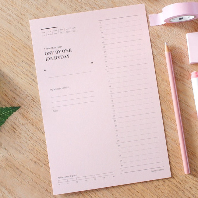 One day one pink 30 days goal planning tracker checklist