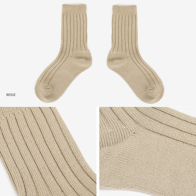 Beige - Dailylike Comfortable yours for life knit rib women socks