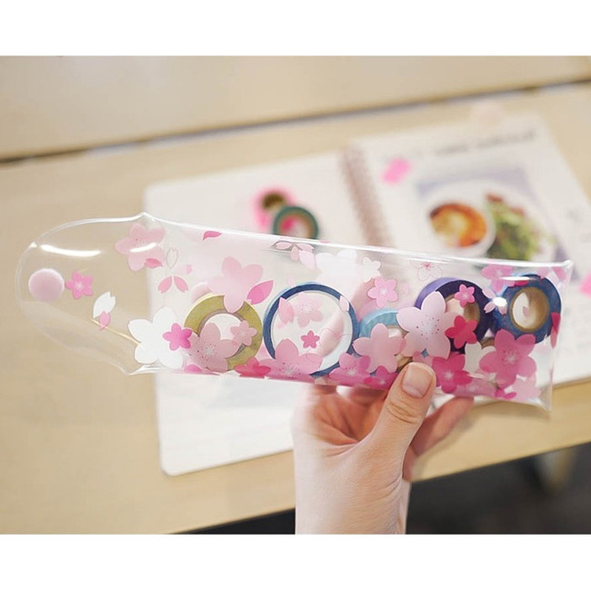 Odong et valerie cherry blossom clear folding pencil case