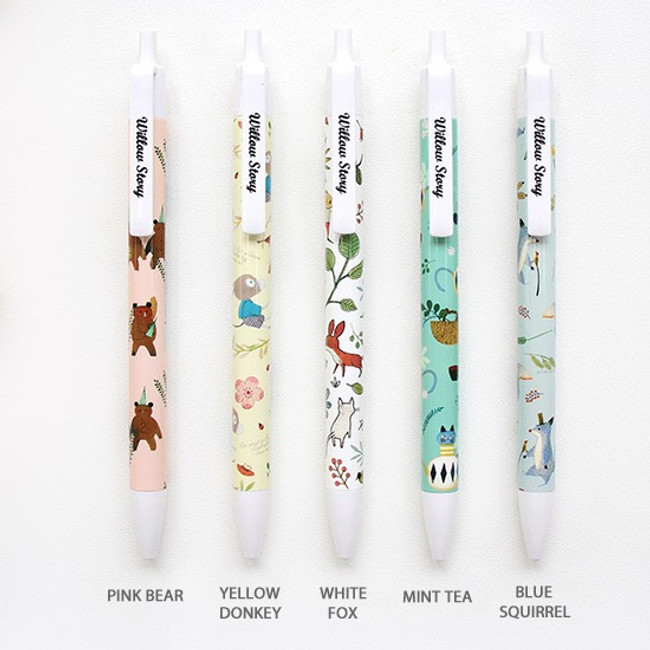 Willow pattern 0.5mm knock ballpoint pen black ink 