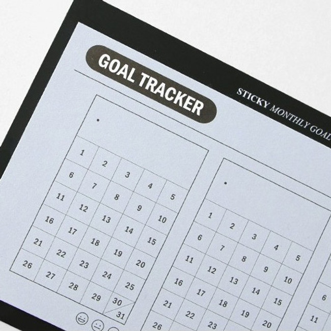 Monthly goal tracker sticky notepad