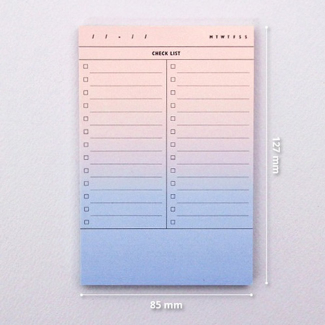 Size of Checklist plan memo notepad