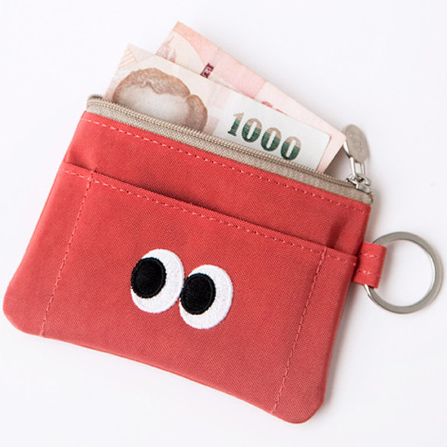 Red orange - Livework Som Som stitching card case with key ring ver2