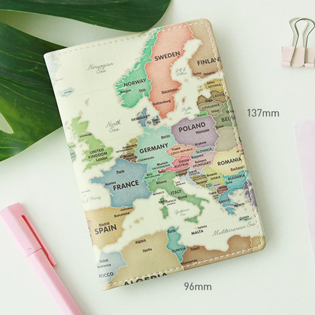 Size - Indigo World map pattern passport cover case holder