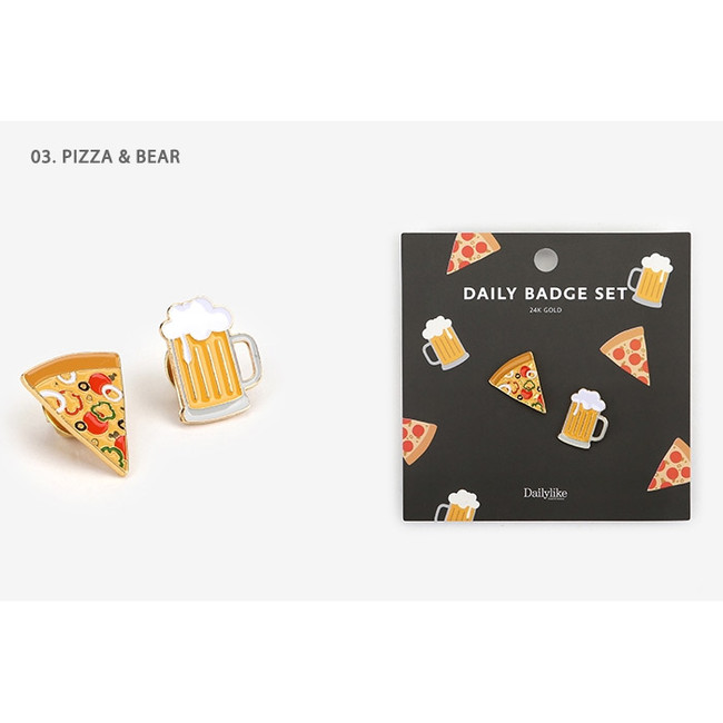 03.Pizza & Beer - Daily 24k gold plated badge set 