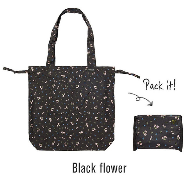 Black  - Botanical island travel foldable shoulder bag