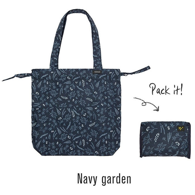 Navy - Botanical island travel foldable shoulder bag