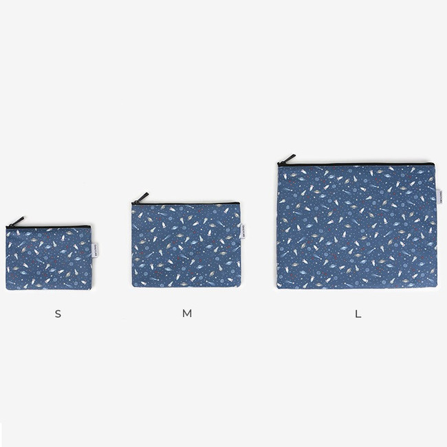 Size - Laminated cotton fabric zipper pouch - Universe