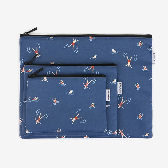 Dailylike Laminated cotton fabric zipper pouch - Swimming