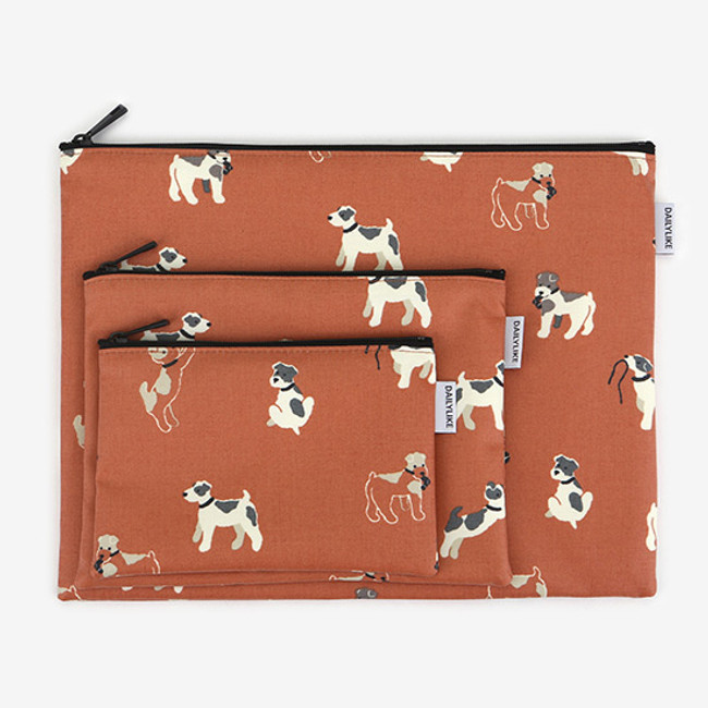 Dailylike Laminated cotton fabric zipper pouch - Fox terrier