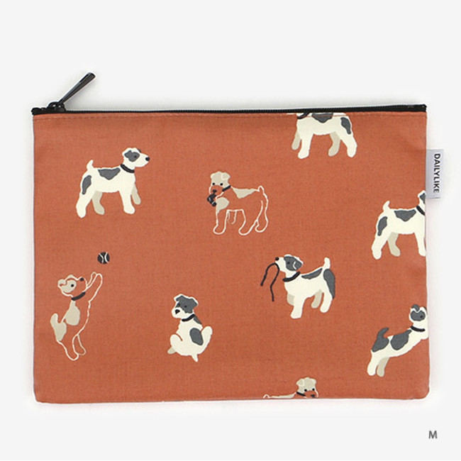 Medium - Laminated cotton fabric zipper pouch - Fox terrier