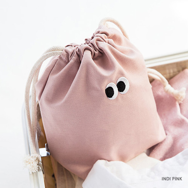 Indi pink - Livework Som Som stitching drawstring pouch