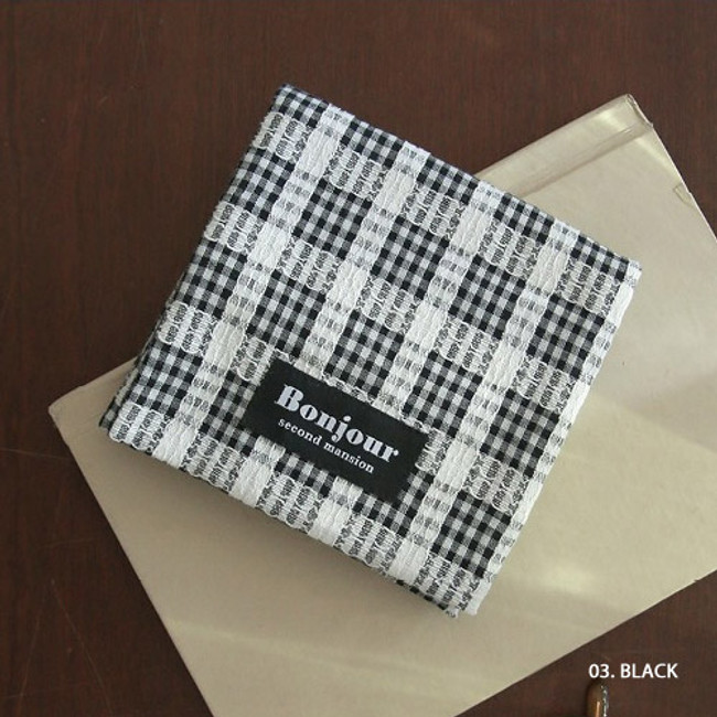 Black - check pattern sanitary pad holder cotton pouch