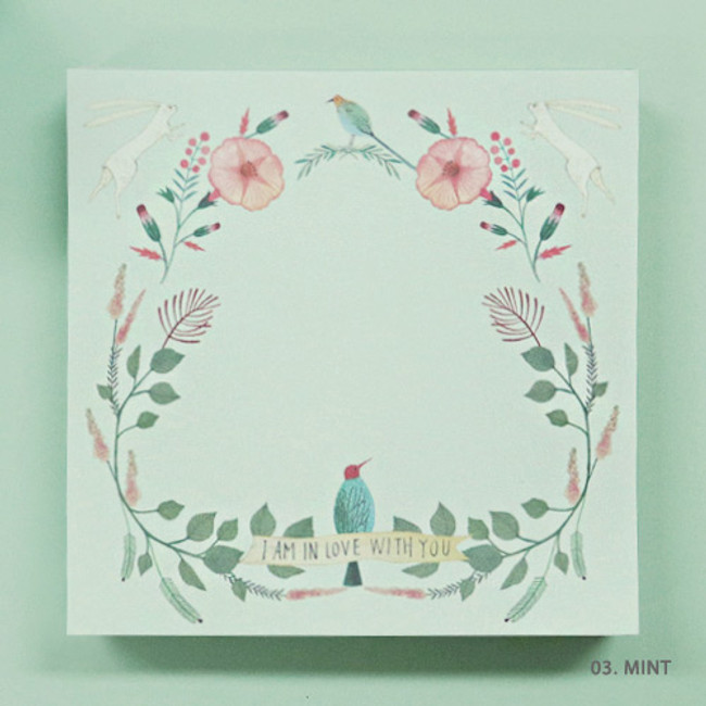 Mint - Indigo Willow flower pattern memo notepad