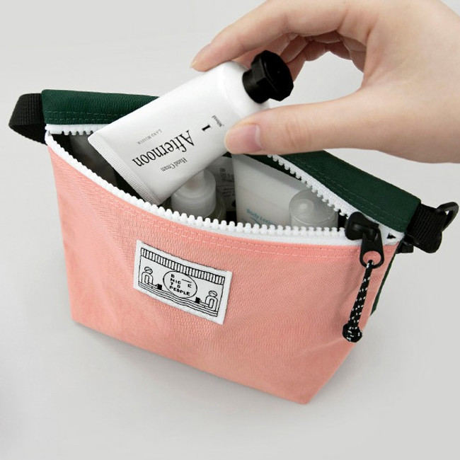 Pink - Washer zipper pouch with wrist strap
