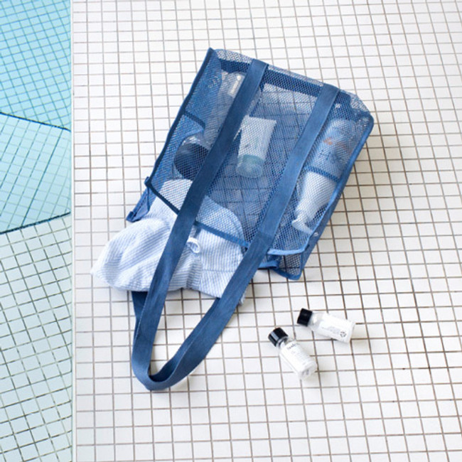 Blue gray -  Travelus mesh shoulder tote travel bag