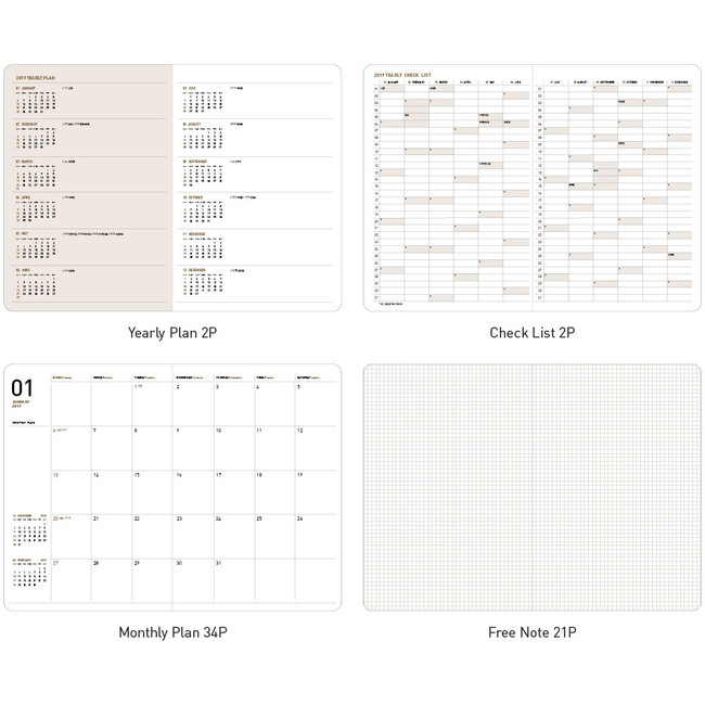 Composition - 2019 Pattern dated monthly planner