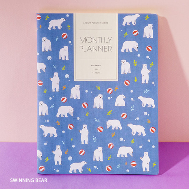 Swimming bear  - 2019 Pattern dated monthly large planner