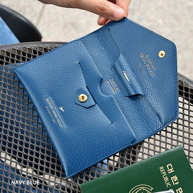 Navy blue - Away we go swing RFID blocking passport case