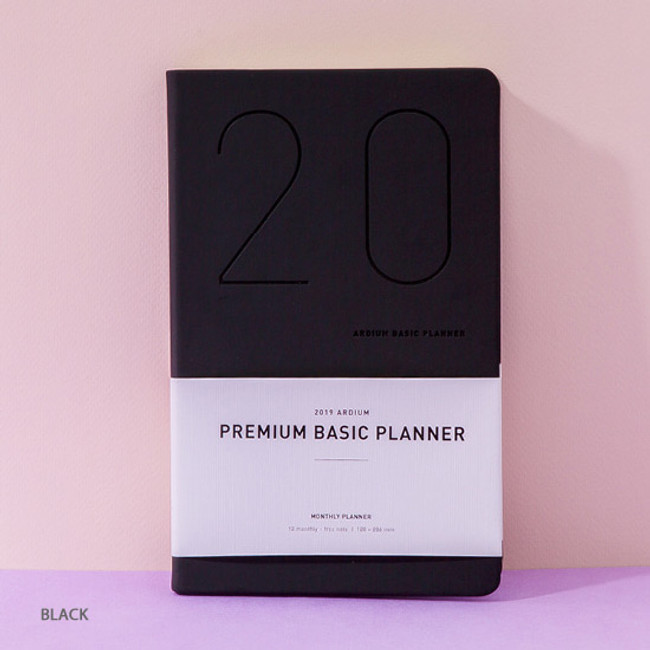 Black - 2019 premium basic dated monthly planner