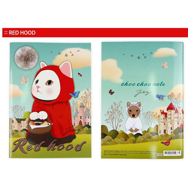 Red hood - Choo Choo cat A5 ruled lined notebook ver2