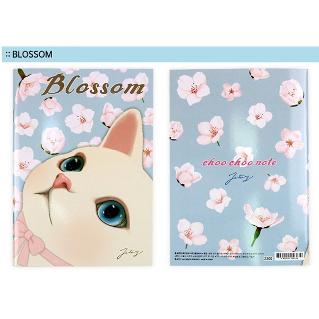 Blossom - Choo Choo cat A5 ruled lined notebook ver2