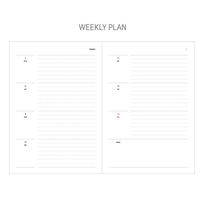 Weekly plan - 2019 The third moon dated weekly diary planner